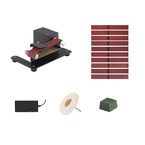 Levigatrice da banco, Affilatrice for coltelli domestica, piccola macchina abrasiva a nastro, mini lucidatrice elettrica, affilatura coltelli da tavolo, carta vetrata a nastro for levigatura(350)