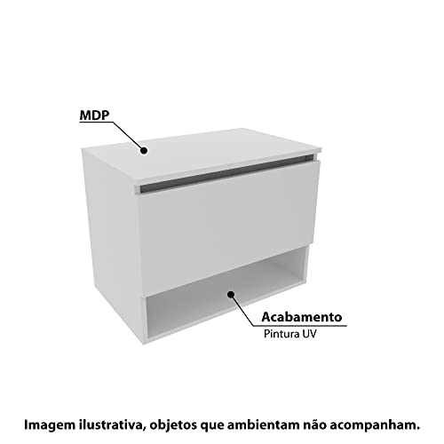 Balcão Gabinete Suspenso para Banheiro BN3606 Branco SEM CUBA