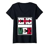 Womens Half English half Mexican Mix Heritage England Mexico Roots V-Neck T-Shirt