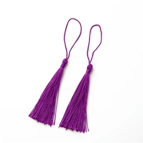 20 Piezas Borla de Seda de Cuerda Colgante de 80mm para Llavero DIY, Ganchos para Pendientes, marcapáginas Colgante, Suministro de fabricación de Joyas, Rojo y Morado