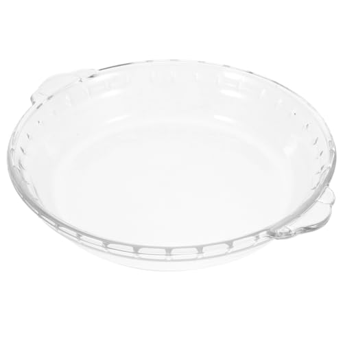 Lurrose 8 Inch Round Glass Pie Dish Baking Plate with Handles, Microwave Oven Dish for Baking Fruit Pies, Cheesecake Tart, Flan