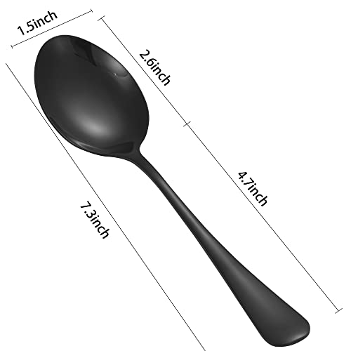 16Pcs Black Dinner Spoons,7.3" Tablespoon Silverware,Stainless Steel Titanium Black Plating Soup Spoons,Mirror Polished Table Spoon Set For Home Kitchen Or Restaurant,Dishwasher Safe #TOP1