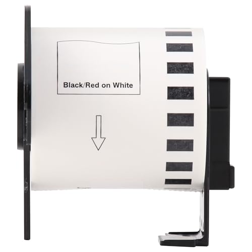 Image of Brother Genuine DK-22513PK Continuous Length Replacement Labels, Black /Red Label on White Paper Tape, Engineered with Excellence, 2.4 inch x 50 feet, (3) Rolls per Box (DK22513PK)