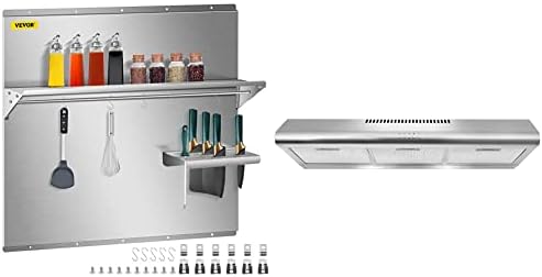 VEVOR Range Backsplash with Shelf 36 x 29.5 Inch Range Hood Wall Shield & COSMO COS-5MU36 Under Cabinet Range Hood Ductless Convertible Duct, Slim Kitchen Stove Vent (36 inch)