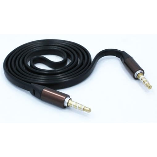 Cable Auxiliar plano con conector 3.5mm jack negro