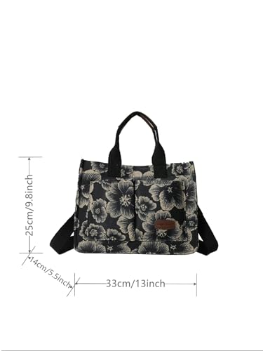 Image of Cherry Tote Bag for Women Canvas Patched Purse Cute Shoulder Bag Multi-Pocket Satchel Handbag for work travel