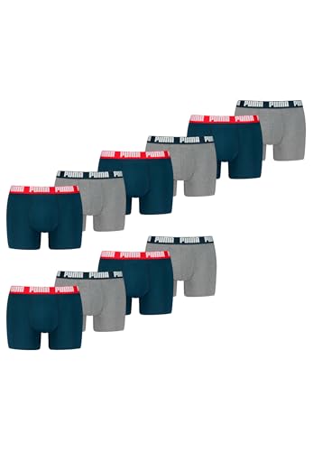 PUMA Calzoncillos bóxer básicos para Hombre (2 Unidades), Azul Marino/Gris Jaspeado - Nuevo, M