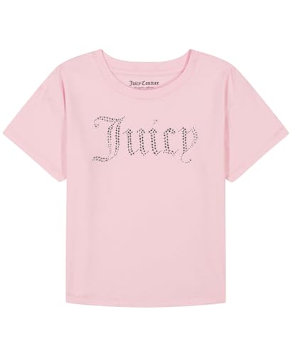 Image of Juicy Couture Girls' Short Sleeve Cotton Graphic T-Shirt with Sequin and Metallic Sparkle Designs