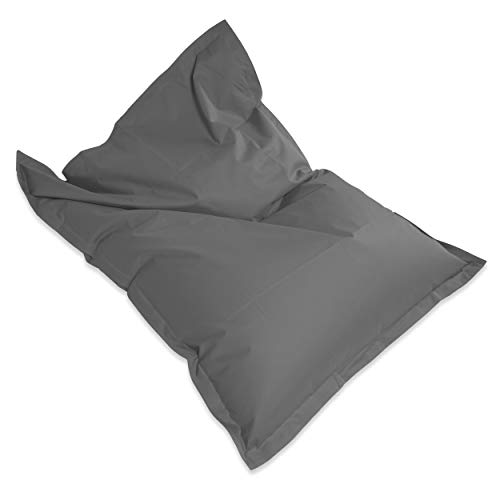Green Bean Square XL Riesensitzsackhülle 120x160 cm - PVC Bezug - Indoor und Outdoor Sitzsackhülle - Bean Bag Bezug - Sitzsackbezug ohne Füllung - Lounge Chair Hülle - abwaschbar - Grau