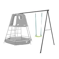 TP Toys Swing Arm Black Edition - Metal A-Frame Stand with Ground Stakes, Carabiners & Foot Caps for Single Swings - Heavy Duty Outdoor Backyard