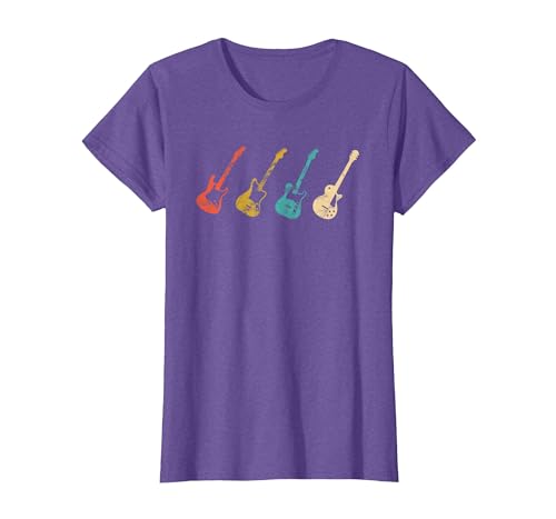 Image of Vintage Electric Guitars T-Shirt Men Women Kids Distressed T-Shirt, Women, Purple Heather, X-Small