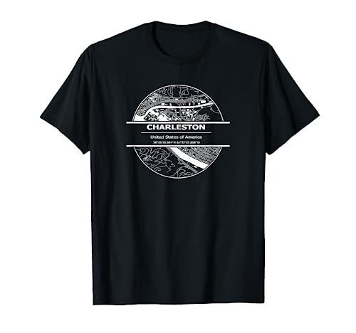 Charleston Buildings Stadtkarte South Carolina GPS-Koordinaten T-Shirt