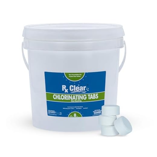 Rx Clear 1-Inch Stabilized Chlorine Tablets | Use As Bactericide, Algaecide, and Disinfectant in Swimming Pools and Spas | Slow Dissolving and UV Protected | 8 Lbs