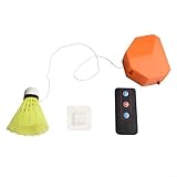 Jotekonoby Entraîneur de badminton pour entraînement en solo en intérieur avec cordon élastique réglable, télécommande et crochet sans trace – Comprend des volants en nylon, lot de 3 (6 balles)