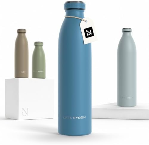 LARS NYSØM Trinkflasche 750ml - Trinkflasche Edelstahl - Thermosflasche | Hält 12h warm und 24h kalt - Auslaufsichere Wasserflasche - Kohlensäure geeignet - Doppelwandig - Für Spor