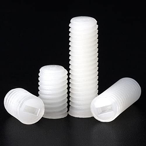 XIOFYA 1 STÜCK M3 M4 M5 M6 M8 Weiß Nylon Kunststoff Schlitz Kopf Set Schrauben Flachpunkt GRUB-Schrauben (Farbe : 100pcs, Größe : M5 x 10mm) Cover