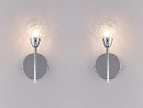 HARPER LIVING Pack of 2 BOLLA Wall Lights, Polished Chrome, On/Off Switch, Bulbs NOT Included, Ideal for Living Room, Kitchen, Bedroom, Hallway, Hotel, B&B