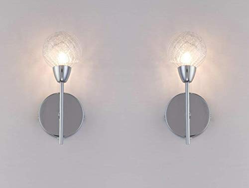 HARPER LIVING Bolla Lot de 2 appliques murales en chrome poli avec interrupteur marche/arrêt, ampoules non incluses Idéal pour salon, cuisine, chambre, couloir, hôtel, B&B Cover