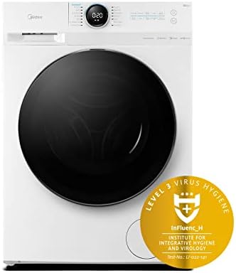 Midea MF20EW100WB Freestanding Washing Machine, BLDC Motor, Bright LED Display Lunar Dial, Steam, Allergy Care, Half-Load, Add Garment, Delay Start, Child Lock, App Control, 10kg White