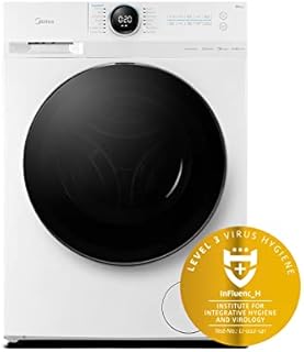 Midea MF20EW100WB Freestanding Washing Machine, BLDC Motor, Bright LED Display Lunar Dial, Steam, Allergy Care, Half-Load, Add Garment, Delay Start, Child Lock, App Control, 10kg White