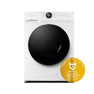 Midea MF20EW90WB Freestanding Washing Machine, BLDC Motor, Bright LED Display Lunar Dial, Steam, Allergy Care, Half-Load, Add Garment, Delay Start, Child Lock, App Control, 9 kg White
