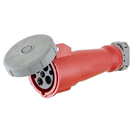 Hubbell HBL460C7W Pin and Sleeve IEC Connector, 3 Pole, 4 Wire, 60 amp, 480V, Watertight