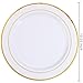 bUCLA 30PCS White and Gold Plastic Dinner Plates Disposable - 10.25inch Premium White Gold Rim Plates, Ideal for Wedding & Party