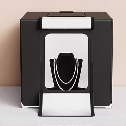 Vituord Caja De Luz para Estudio Fotográfico, Portátil Y Plegable De 40 X 40 Cm, con Luces LED Regulables, Fondos Blanco Y Negro, para Productos Pequeños En Miniatura Y Electrónica De Joyería