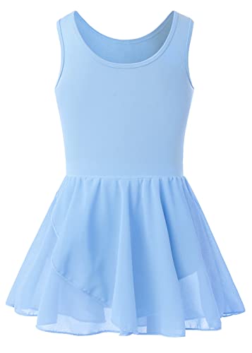 Meriabny Ballet Leotard With Tutu Dancewear With Attached Skirt For 4T 5T Girls Bright Colors Leotards For Dance Recital Gift, Blue #TOP1