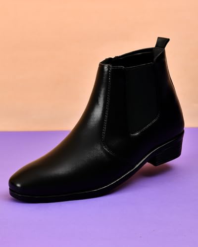 Image of Sleek Toe Chelsea Boots for Men with Side Zip, Classic Office Party Casual Wear, Smooth Finish, Comfortable Fit & Durable Sole for Everyday Styling
