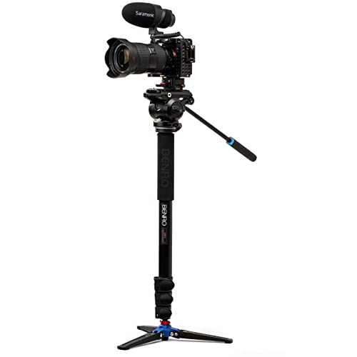 Benro A48Fd Classic Aluminum Video Monopod, 3-Leg Base And S4 Pro Flat Base Fluid Video Head, Payload 8.8 Lbs #TOP6