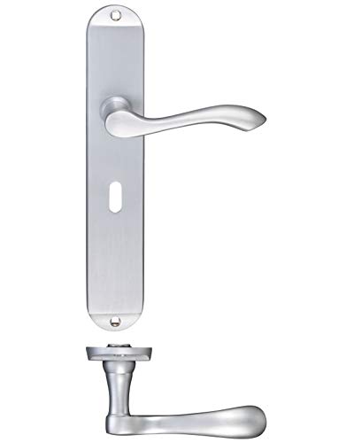 Fulton and Bray Arundel Door Handle on Long Backplate - Lockset - Satin Chrome
