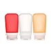 humangear Gotoob+ Silicone Travel Bottle with Locking Cap, 3-Pack, Medium (2.5oz), Clear/Red/Orange