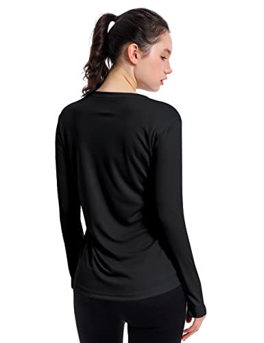 Women's UPF 50+ UV Sun Protection Shirt Outdoor Performance Long Sleeve Rash Guard Shirts for Hiking,Swim,Fishing(Black,L)