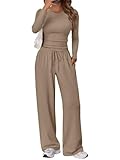 Trendy Queen Womens Two 2 Piece Matching Lounge Sets 2025 Early Fall Fashion Must Haves Y2K Workout Gym Clothes Comfy Airport Travel Vacation Luxury Outfits Sweatsuit Winter Clothing