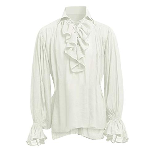 Chemise de Pirate Médiévale pour Homme - À Volants et Lacets - Gothique Manches Longues - Costume Renaissance Viking Victorien - Steampunk Cosplay - #2...