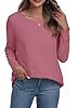 GRECERELLE Sweatshirts for Women uk Warm Crew Neck Long Sleeve Tops Women Casual Tunic Shirts (Pink, S) #3