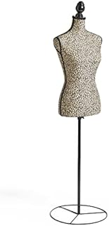 BTFY Mannequin Female - Velvet Dressmakers Tailors Dummy UK Size 8/10 - Decorative Dress Form Body w/Black Metal Stand & Adjustable Height - Seamstress Model for Shop Display - Leopard Cheetah Print