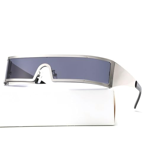 Willochra Y2K Cyclops Visor Sunglasses with Mirrored Lens