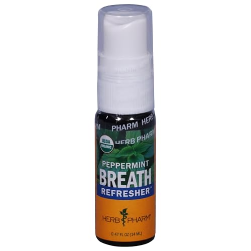 Herb Pharm Breath Refresher Certified Organic Herbal Fresh Breath Spray with Peppermint Essential Oil, 1 Fl Oz (Pack of 1)