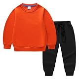 Jugaoge Baby Jungen Sportanzug Jogginganzug aus Raglan Sweatshirt und Sporthose 2 Pcs Kleidung Set Herbst Winter Outfits Orange & Schwarz B 86-92