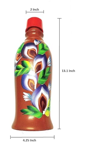 Image of KSI Organic Clay Water Bottle 1L Earthen Mud Pot for Drinking Water | Mitti Ki Bottle | Naturally Cools & Purifies | Eco-Friendly, BPA & Chemical Free | Handmade Terracotta Water Bottle with Lid