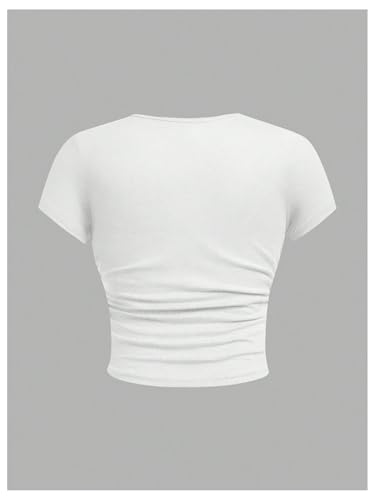 Image of SOLY HUX Girl's Basic Crop Top Set Crew Neck Short Sleeve T-Shirts 3 Packs Casual Summer Fitted Tees