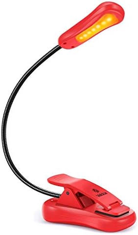 Vekkia Amber Rechargeable Book Light,Blue Light Blocking Reading Light (Red)