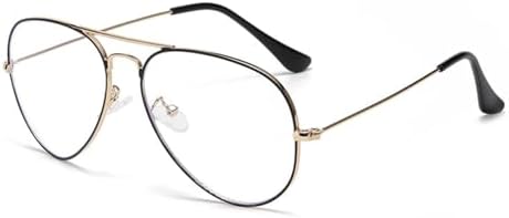 HJSTES Clear Lens Aviator Glasses Blue Light for Women Men Classic Pilot Frame Non-prescription Eyeglasses