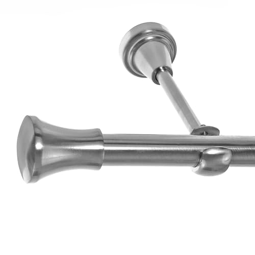 BASIT Gardinenstange mit Wandhalterung 200 cm lang Edelstahl Look im Set 1-läufige Gardinenstange Wandmontage - Deckenmontage Ø19mm Metall I 120-600 cm verfügbar H18