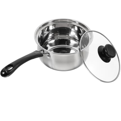 Cacerola pequeña de acero inoxidable con tapa de vidrio para evitar que la leche se pegue 2