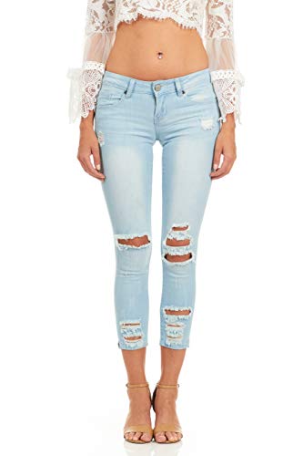 COVER GIRL Women's Ripped Cropped Skinny Jeans