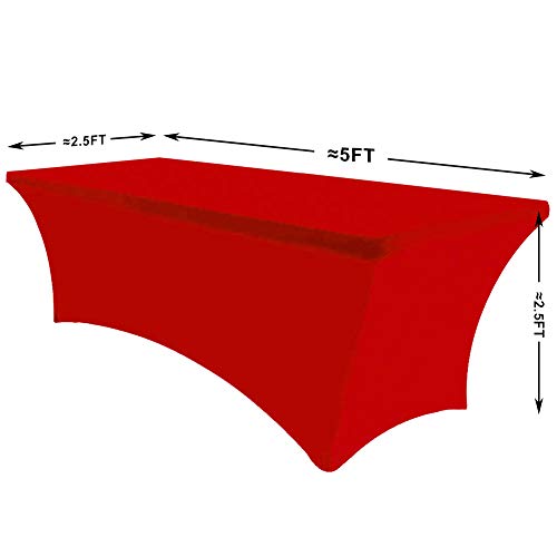 Eurmax Usa Rectangular Fitted Spandex Table Covers 5Ft Tablecloth Wedding Event Patio Table Decorations Stretch Table Cover For 5Ft Folding Table (Red) #TOP1