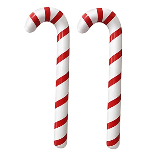 2Pcs Inflatable Candy Canes Balloons For Christmas Candy Cane Decorations - Large Pool Floats Outdoor Candy Canes Balloons For Candy Cane Christmas Decorations #TOP2